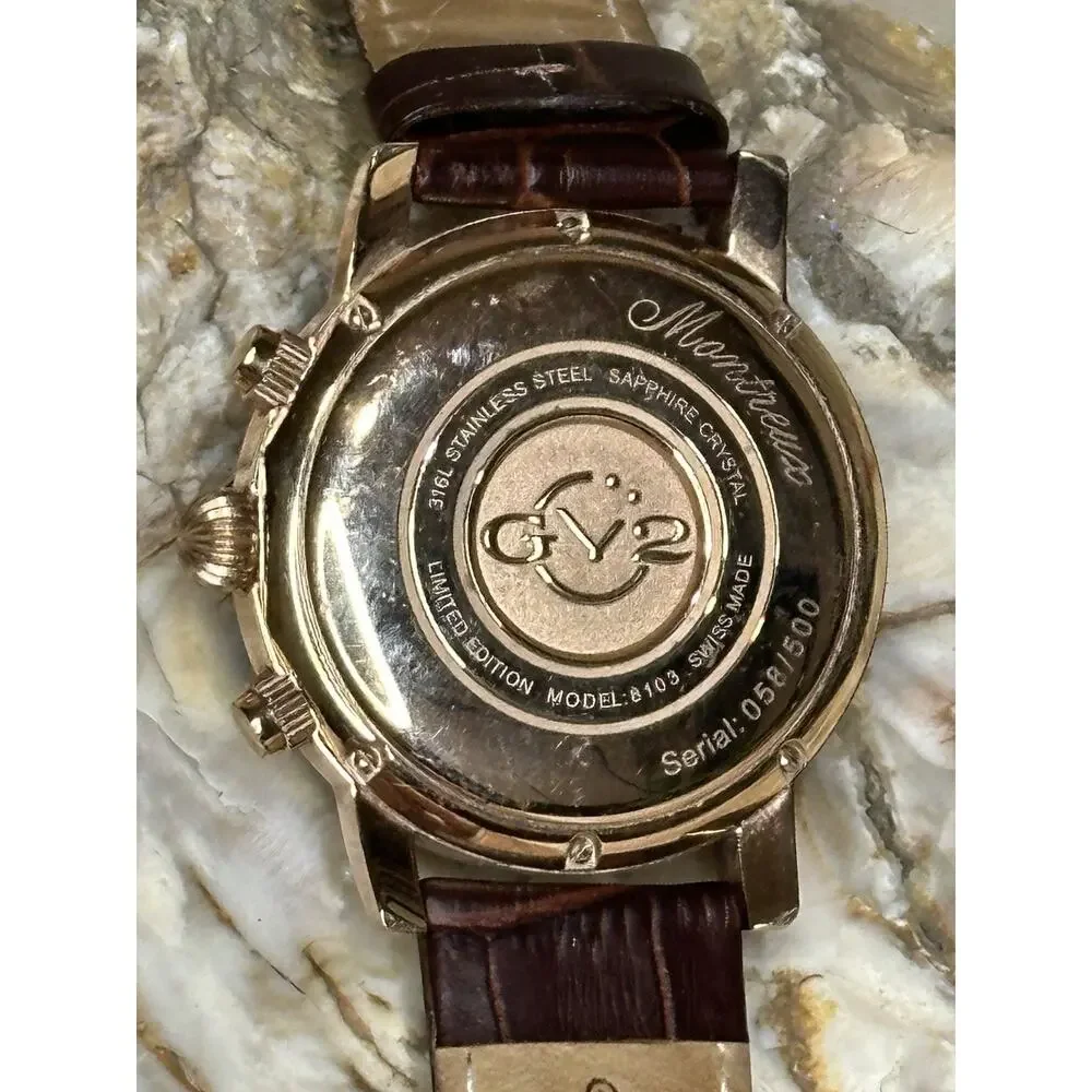 GV2 Gevril Montreux 8103 Swiss Chronograph Rose Gold Ltd Ed #058/500 Men Watch